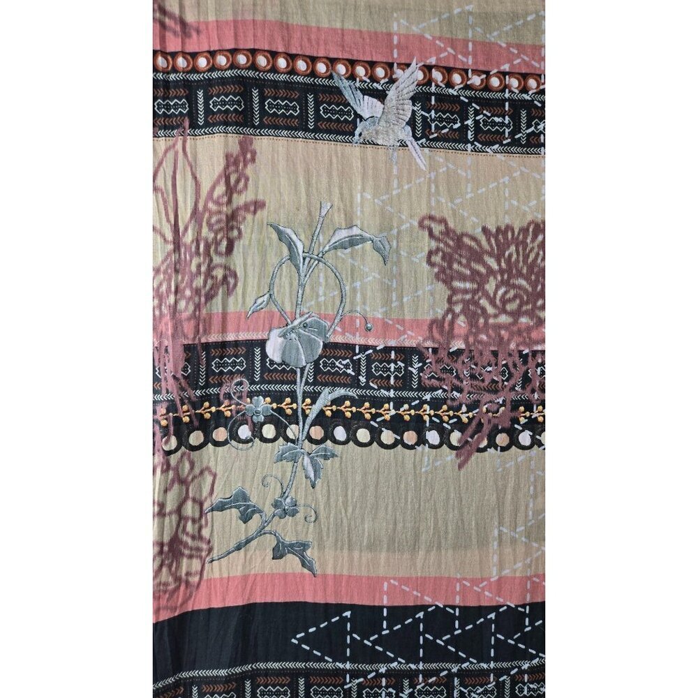 Scarf Wrap Ethnic by Outfitters 30"x96" Birds Vines Soft Pink Black Pakistani